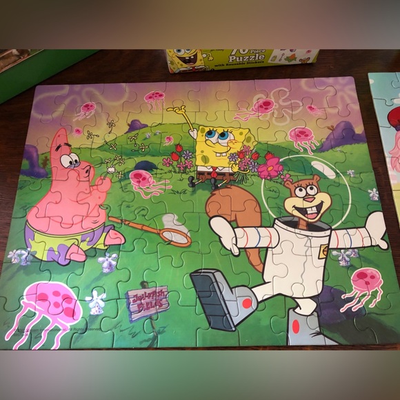 3 Jigsaw Puzzles, 5 & up, SpongeBob, Strawberry Shortcake, Dogs Cats Rabbits etc - Picture 5 of 8